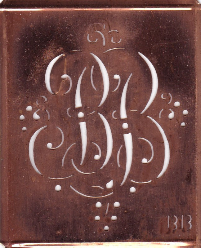 BB - Alte Monogramm Schablone mit Schnörkeln