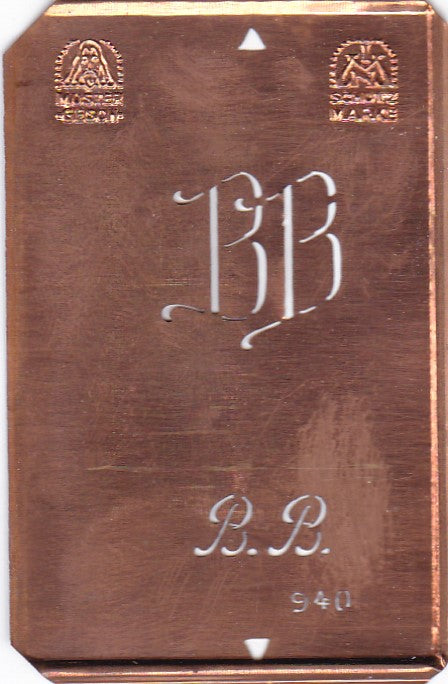 BB - Alte Monogramm Schablone zum Sticken