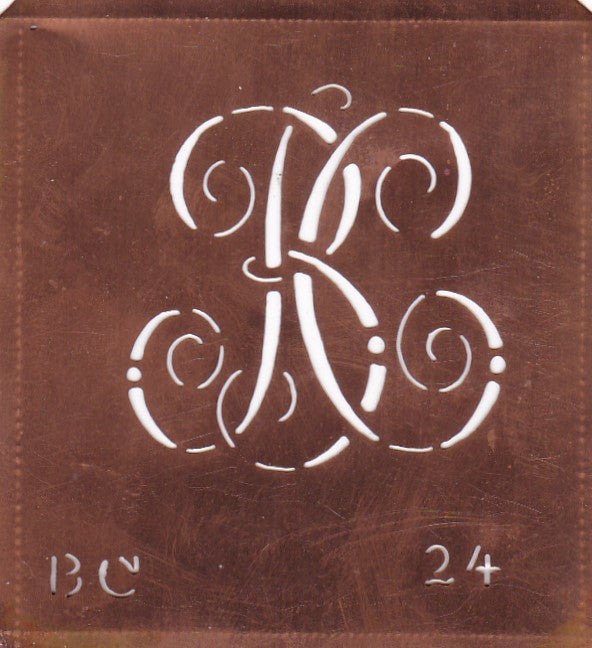 BC - Alte verschlungene Monogramm Schablone zum Sticken