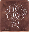 BC - Alte Schablone aus Kupferblech mit klassischem verschlungenem Monogramm 