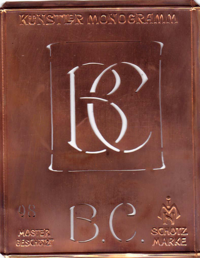 BC - Besondere Jugendstil Monogrammschablone