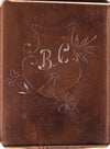 BC - Seltene Stickvorlage - Uralte Wäscheschablone mit Wappen - Medaillon