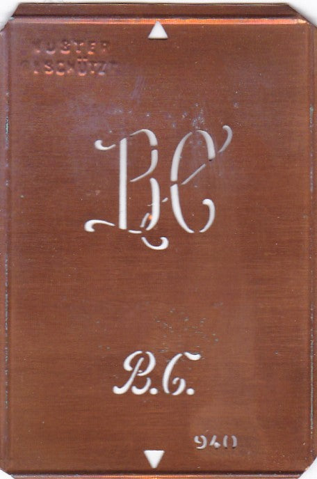 BC - Alte Monogramm Schablone nicht nur zum Sticken