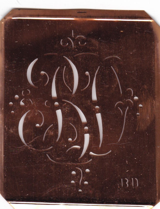 BD - Antiquität aus Kupferblech zum Sticken von Monogrammen und mehr