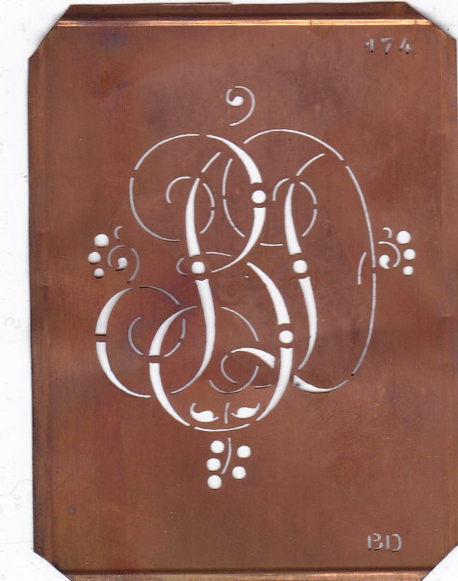 BD - Alte Monogramm Schablone mit Schnörkeln