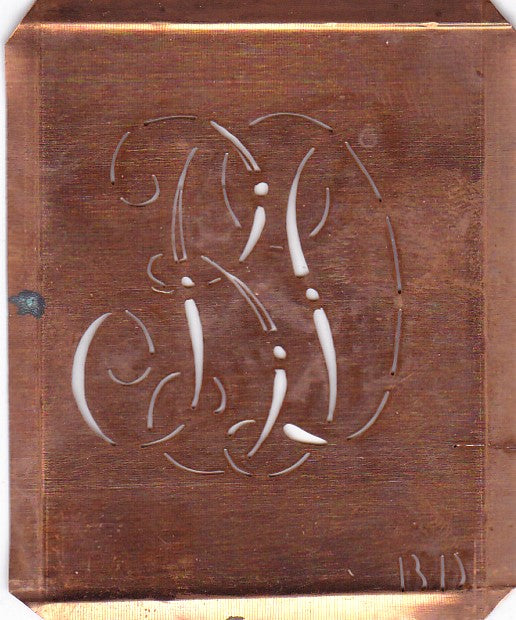 BD - Uralte Monogramm Schablone zum Sticken