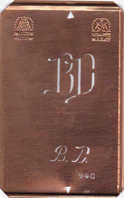 BD - Alte Monogramm Schablone nicht nur zum Sticken