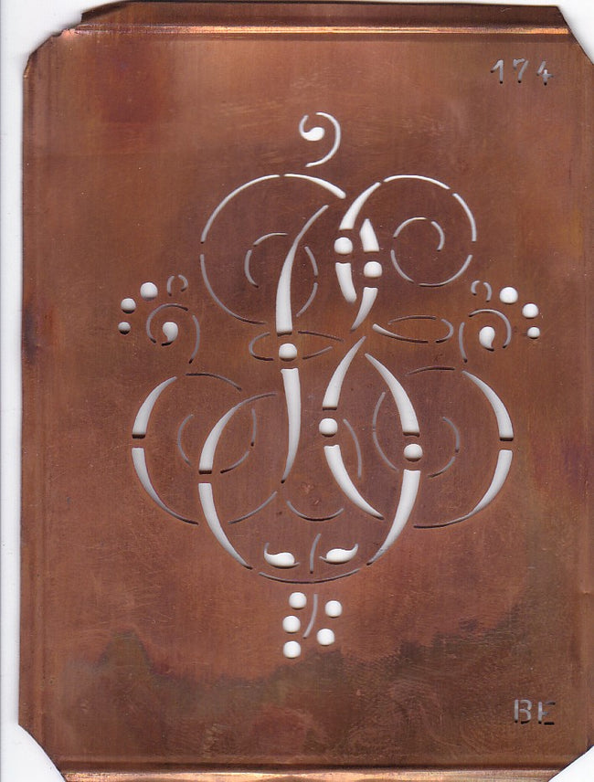BE - Alte Monogramm Schablone mit Schnörkeln