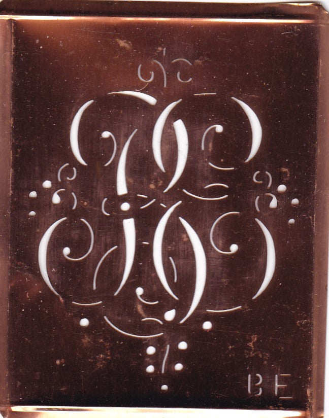 BE - Alte Monogramm Schablone mit nostalgischen Schnörkeln