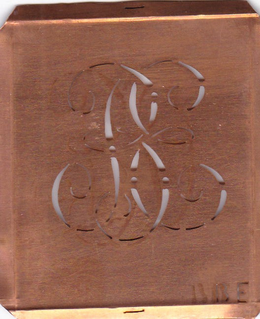 BE - Uralte Monogramm Schablone zum Sticken
