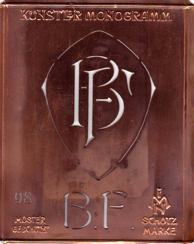 BF - Besondere Jugendstil Monogrammschablone