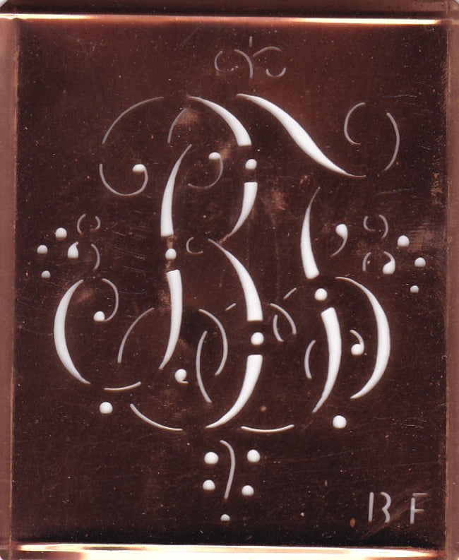 BF - Alte Monogramm Schablone mit Schnörkeln
