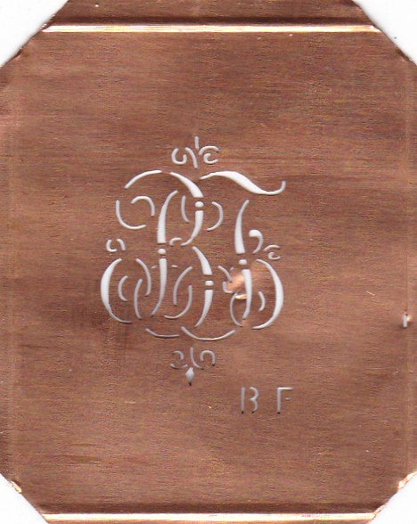 BF - Kupferschablone mit kleinem verschlungenem Monogramm