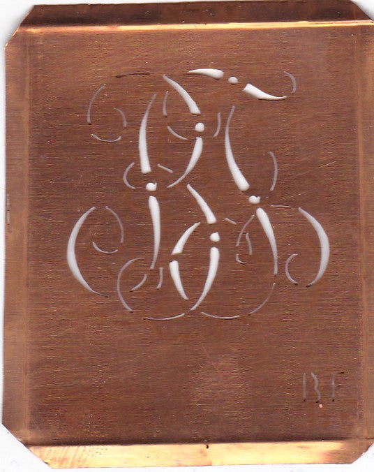 BF - Alte Monogramm Schablone zum Sticken
