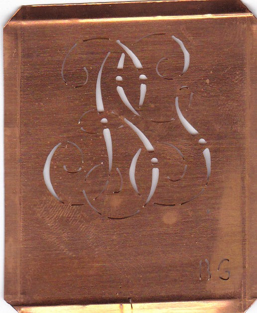BG - Alte Monogramm Schablone zum Sticken