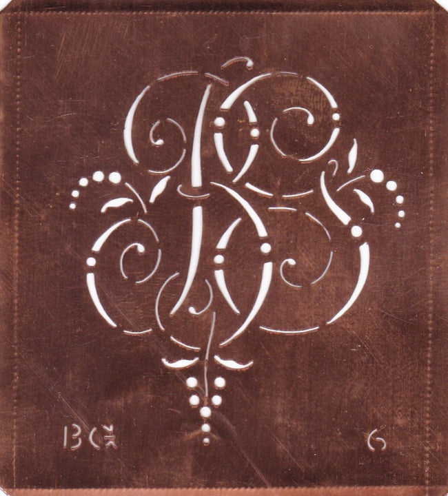BG - Interessante Monogrammschablone aus Kupferblech
