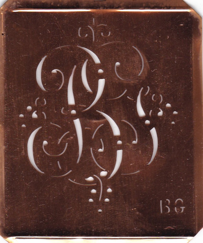 BG - Antiquität aus Kupferblech zum Sticken von Monogrammen und mehr