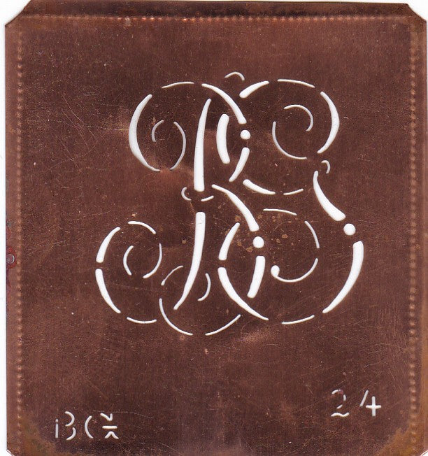 BG - Alte verschlungene Monogramm Schablone zum Sticken