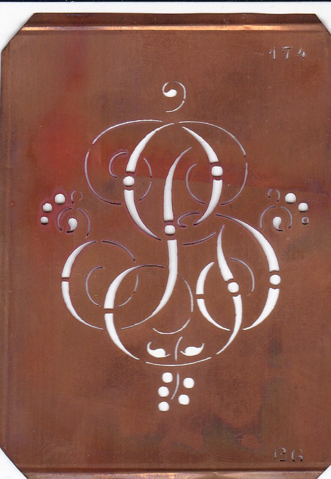 BG - Alte Monogramm Schablone mit Schnörkeln