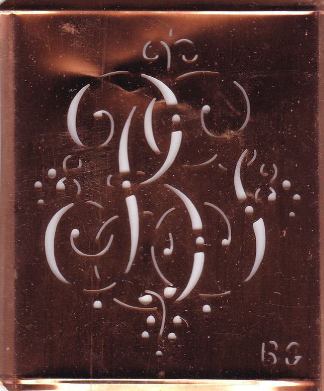 OP - Alte Monogramm Schablone mit Schnörkeln