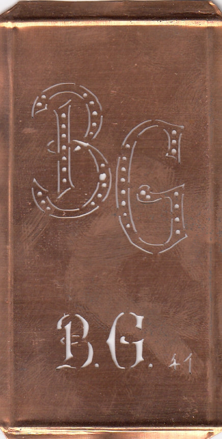 BG - Alte Monogramm Schablone zum Sticken