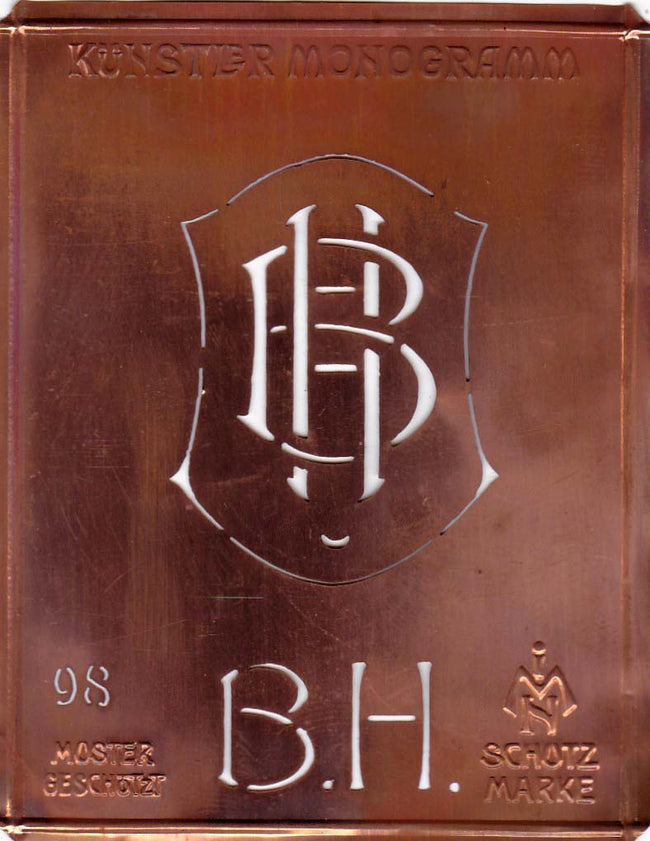 BH - Besondere Jugendstil Monogrammschablone