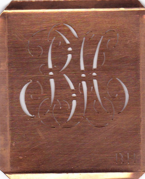 BH - Uralte Monogramm Schablone zum Sticken