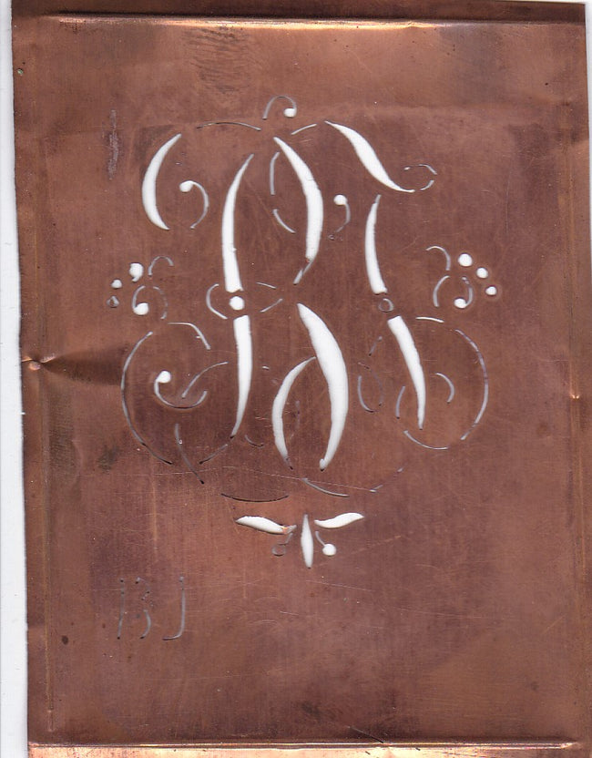 BJ - Hübsche alte verschnörkelte Monogrammschablone