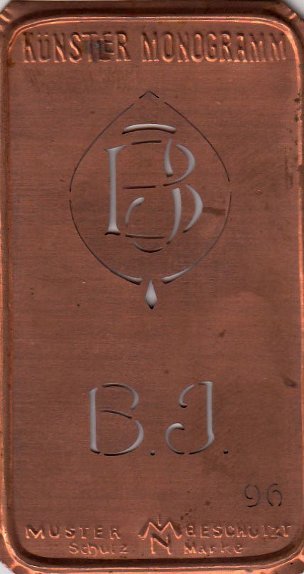BJ - Alte Jugendstil Stickschablone - Medaillon-Design