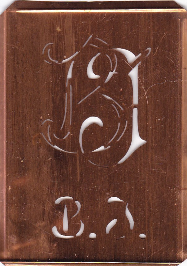 BJ - Stickschablone für 2 verschiedene Monogramme