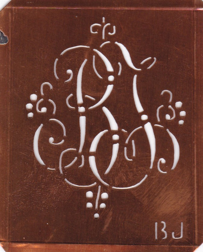 BJ - Hübsche alte verschnörkelte Monogrammschablone