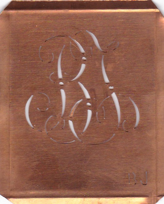 BJ - Uralte Monogramm Schablone zum Sticken