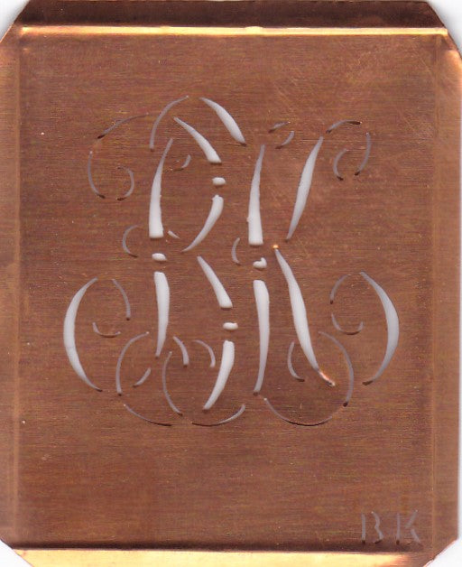 BK - Uralte Monogramm Schablone zum Sticken