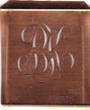 BK - Hübsche alte Kupfer Schablone mit 3 Monogramm-Ausführungen