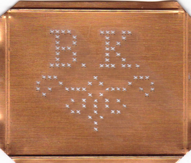 BK - Alte niedliche Kreuzstich Monogramm Schablone