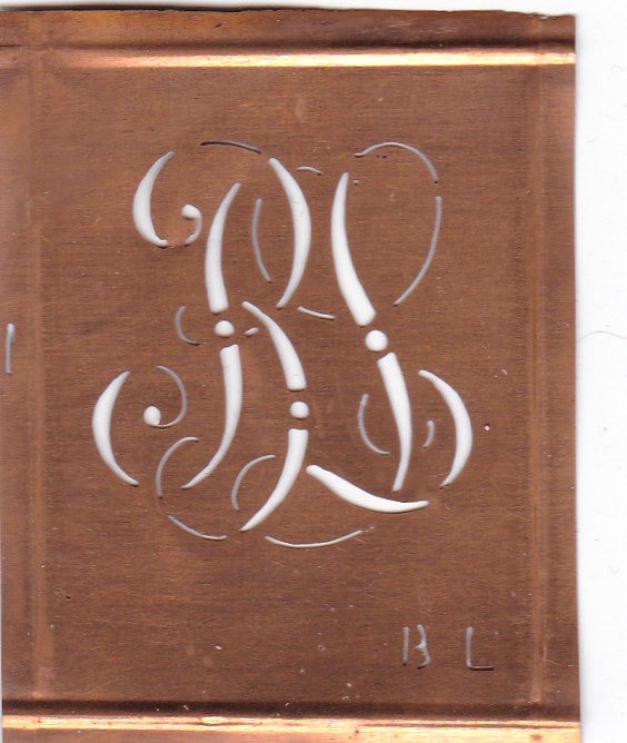 BL - Alte Monogramm Schablone zum Sticken