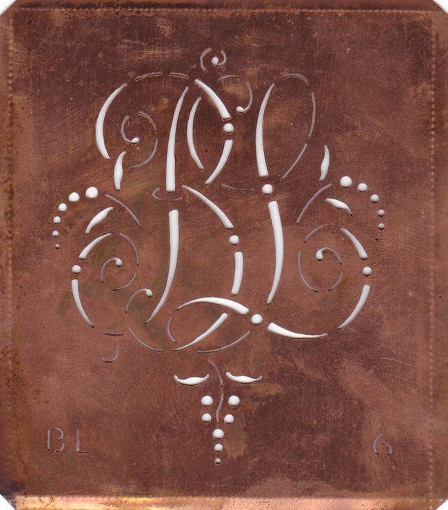 BL - Interessante Monogrammschablone aus Kupferblech
