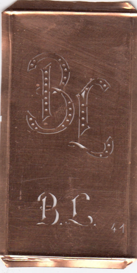BL - Alte Monogramm Schablone zum Sticken