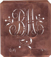BM - Alte Schablone aus Kupferblech mit klassischem verschlungenem Monogramm 