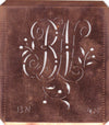BN - Alte Schablone aus Kupferblech mit klassischem verschlungenem Monogramm 