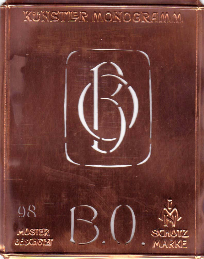 BO - Besondere Jugendstil Monogrammschablone