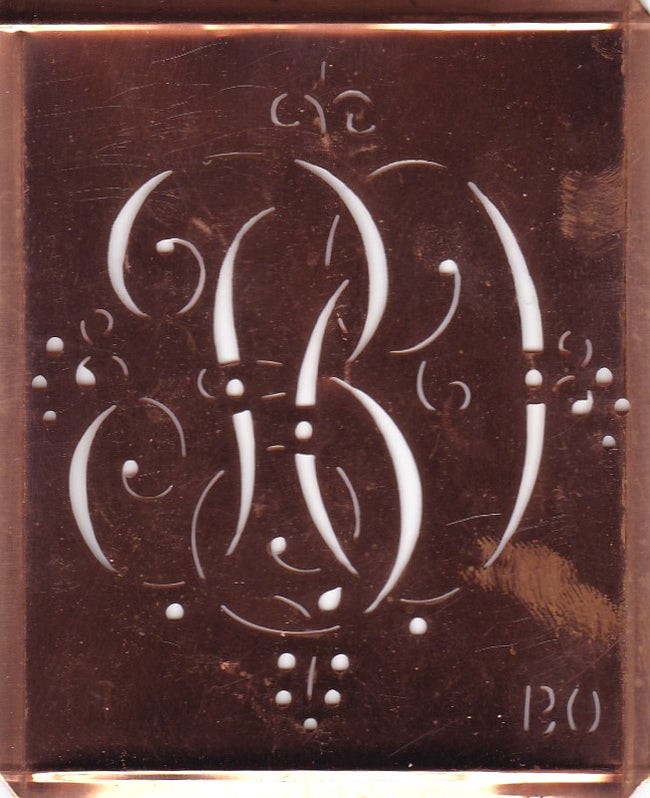 BO - Alte Monogramm Schablone mit nostalgischen Schnörkeln