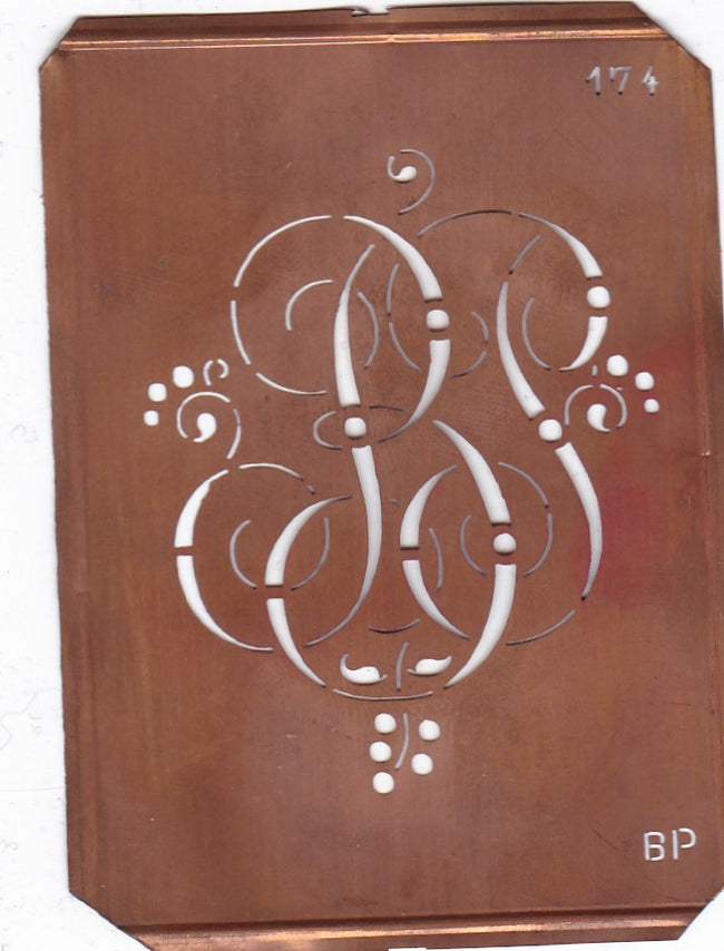 BP - Alte Monogramm Schablone mit Schnörkeln