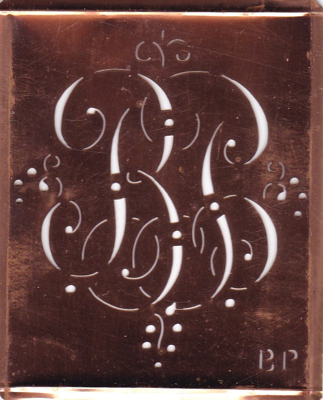 BP - Alte Monogramm Schablone mit nostalgischen Schnörkeln