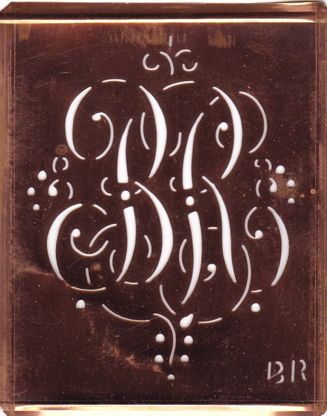 BR - Alte Monogramm Schablone mit nostalgischen Schnörkeln