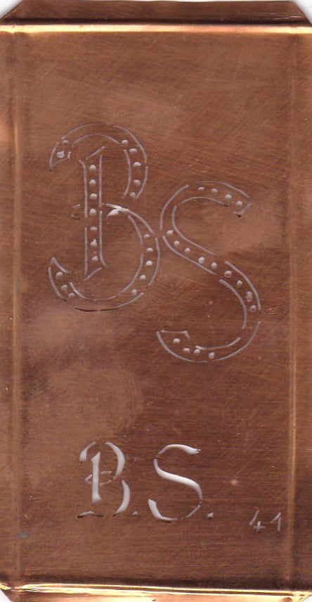 BS - Alte Monogramm Schablone zum Sticken
