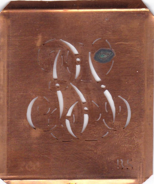 BS - Uralte Monogramm Schablone zum Sticken