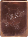 BS - Seltene Stickvorlage - Uralte Wäscheschablone mit Wappen - Medaillon