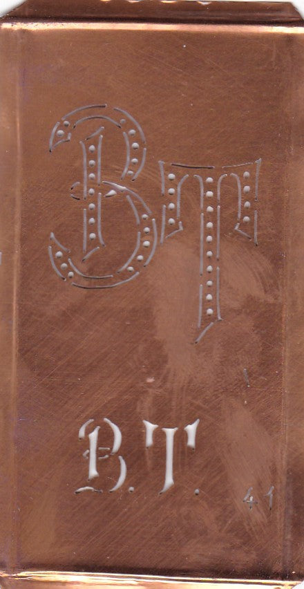 BT - Alte Monogramm Schablone zum Sticken