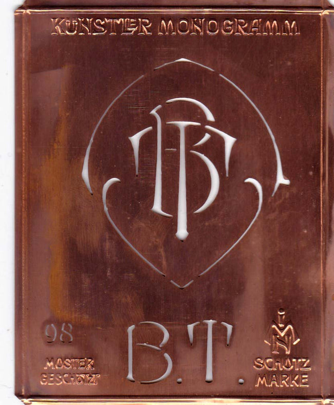 BT - Besondere Jugendstil Monogrammschablone